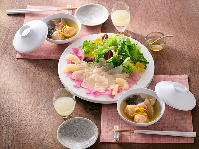 【2回目】 ゆず酒と愉しむ 昆布〆ひらめの和さらだ 海老しんじょう椀付き