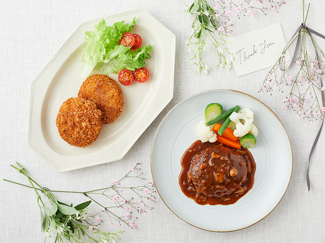 ハンバーグと蟹クリームコロッケのセット