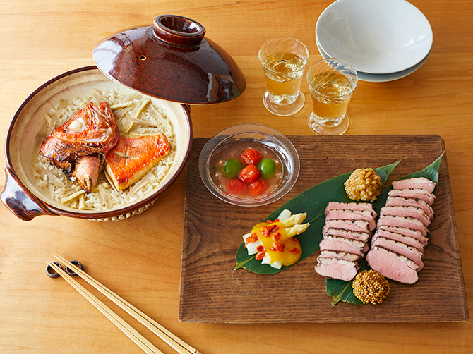 炊き立て香る 金目鯛めしと和の酒肴(おつまみ)三種セット