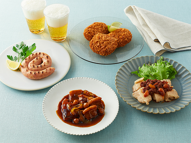 ビールによく合う コロッケと3種デリのセット