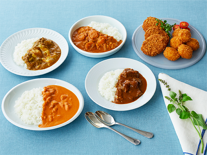4種カレーと2種コロッケのセット
