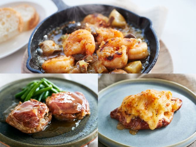 デリ3種(サルティンボッカ・桜島どりチーズ焼き・アヒージョ)