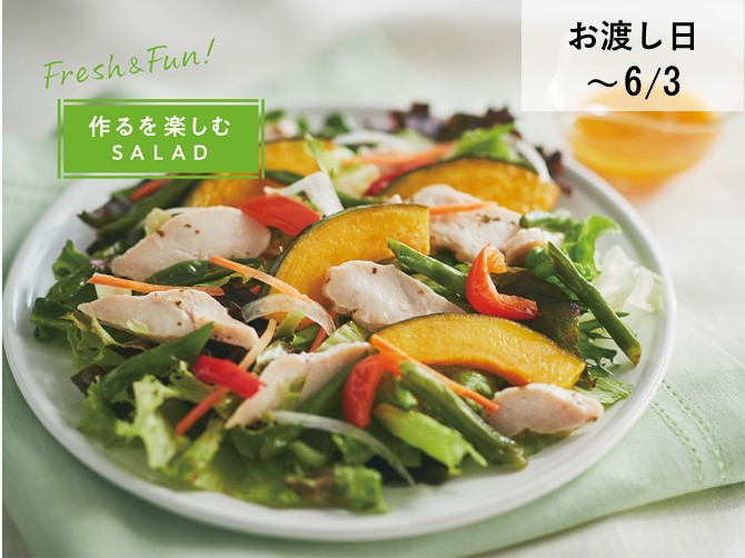 緑黄色野菜とレモンチキンコンフィのサラダ
