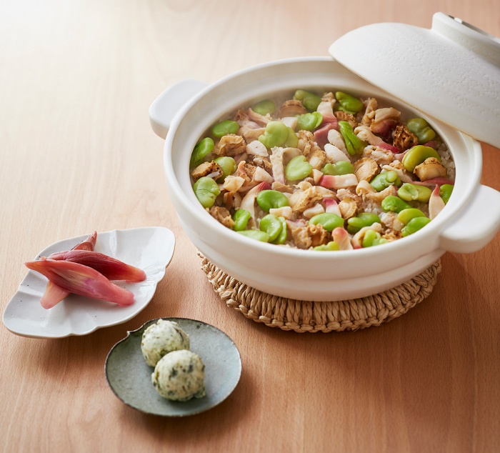 北海道産ほっき貝と帆立の炊き込みごはん 茶漬けだし付き
