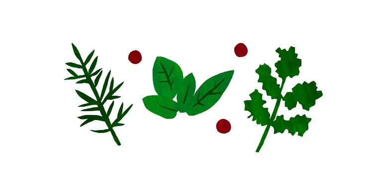 ピンクペッパーやハーブなどのイラスト