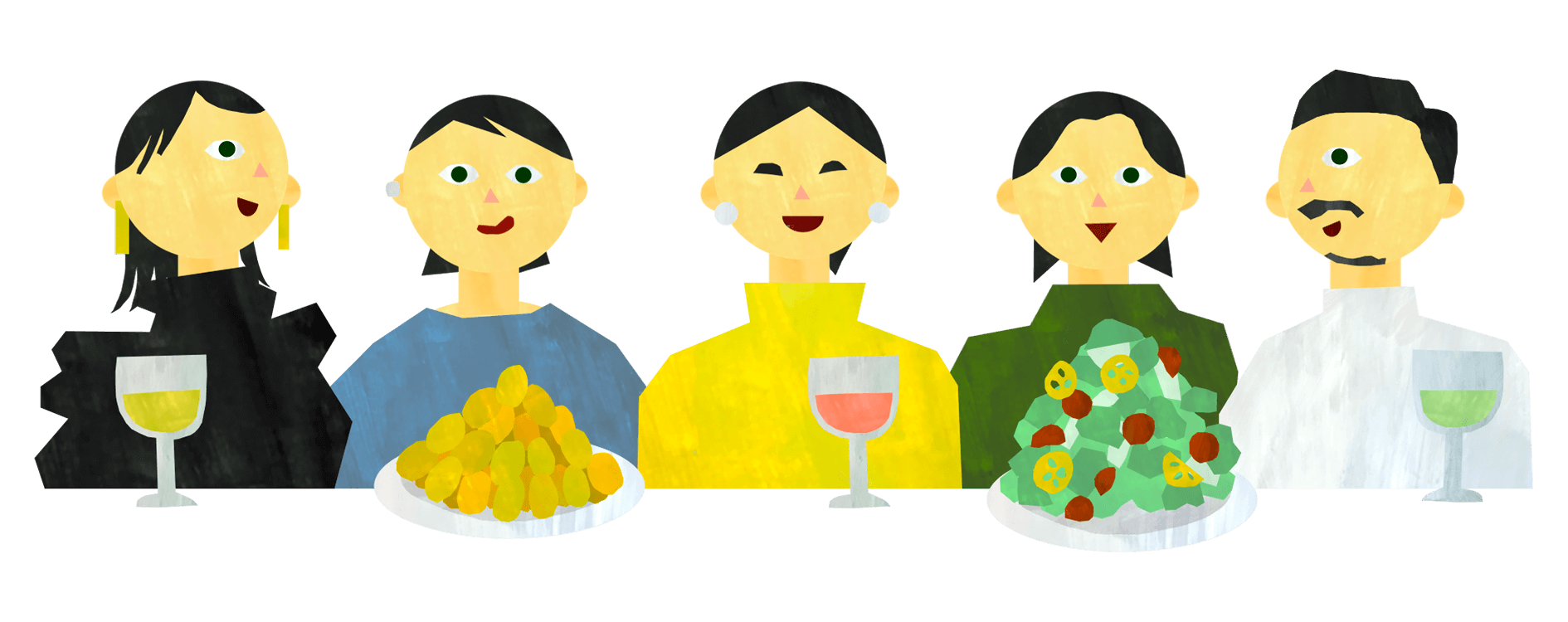 食いしん坊のみなさんのイラスト