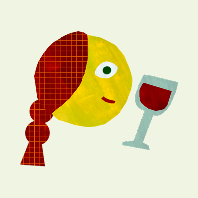 ワインを飲む女の人のイラスト