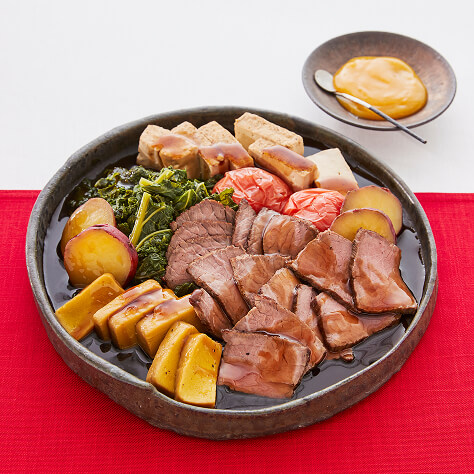 なかやま牛ローストビーフと温野菜 すき焼き風
