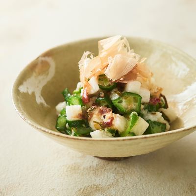 オクラと長芋の梅昆布和え